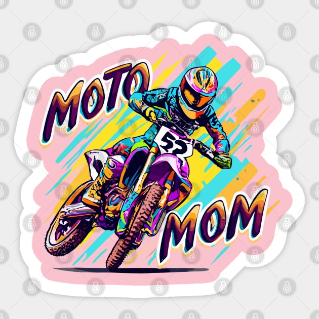 "MOTO MOM Urban Blaze"- Dirt Bike Racing Sticker by stickercuffs